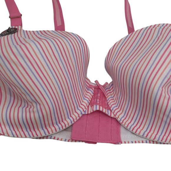 Maidenform Extra Coverage T-Shirt Bra SZ 38D Pink White Striped Everyday Comfort - Picture 9 of 9